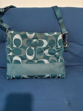 Coach Teal Signature 'C' Crossbody Bag